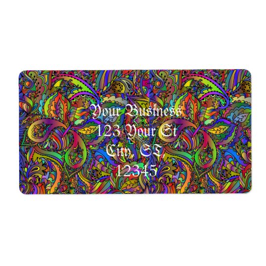 Hippie Groovy Psychedelic Design Thunder_Cove Etiket (Voorkant)