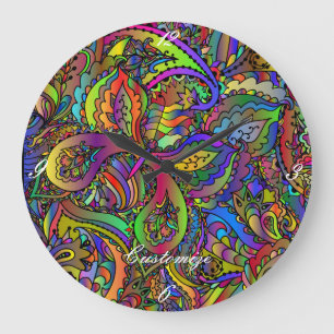 Hippie Groovy Psychedelic Design Thunder_Cove Grote Klok