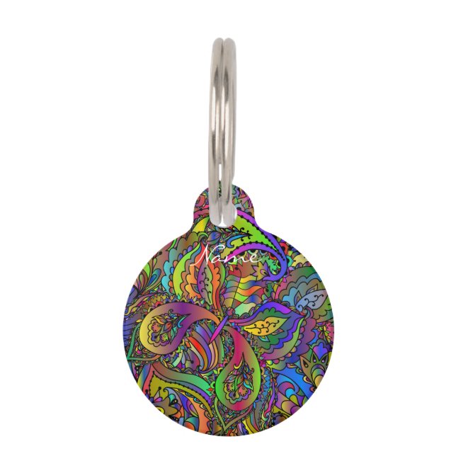 Hippie Groovy Psychedelic Design Thunder_Cove Huisdierpenning (Voorkant)