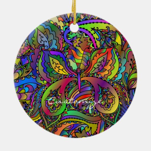 Hippie Groovy Psychedelic Design Thunder_Cove Keramisch Ornament (Achterkant)
