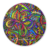 Hippie Groovy Psychedelic Design Thunder_Cove Keramische Knop (Voorkant)