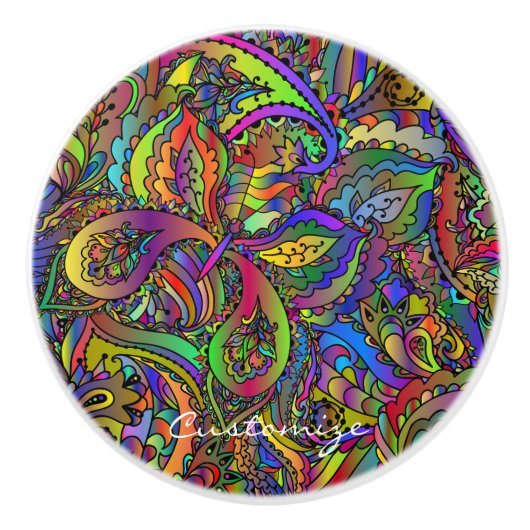 Hippie Groovy Psychedelic Design Thunder_Cove Keramische Knop (Voorkant)