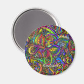 Hippie Groovy Psychedelic Design Thunder_Cove Magneet (Voorkant / Achterkant)