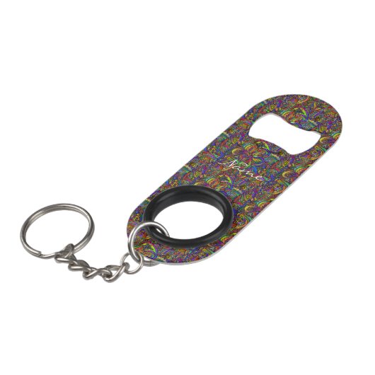 Hippie Groovy Psychedelic Design Thunder_Cove Mini Flessenopener (Voorkant Gekanteld)
