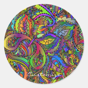 Hippie Groovy Psychedelic Design Thunder_Cove Ronde Sticker