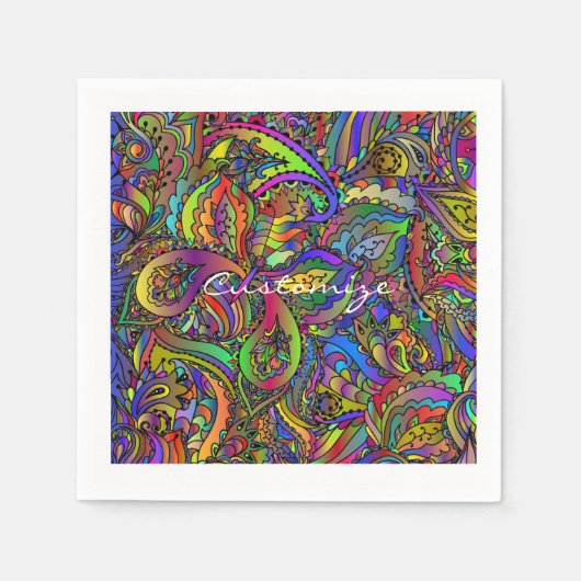 Hippie Groovy Psychedelic Design Thunder_Cove Servet (Voorkant)
