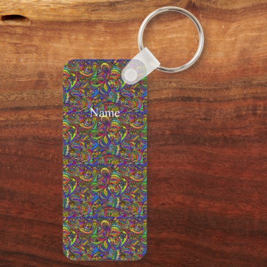 Hippie Groovy Psychedelic Design Thunder_Cove Sleutelhanger (Achterkant)
