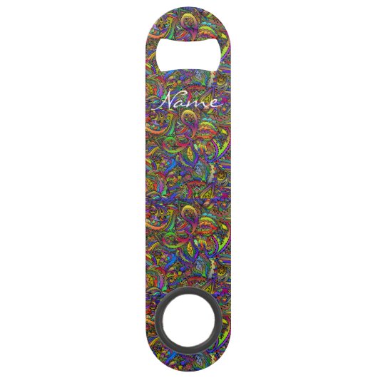 Hippie Groovy Psychedelic Design Thunder_Cove Speed Flessenopener (Achterkant)