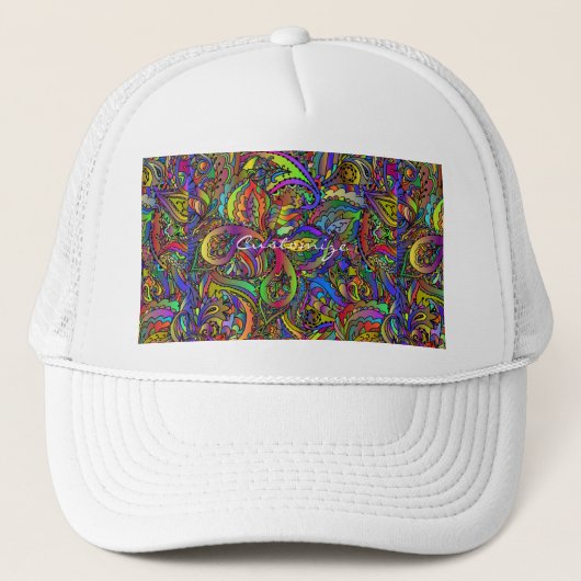 Hippie Groovy Psychedelic Design Thunder_Cove Trucker Pet (Voorkant)