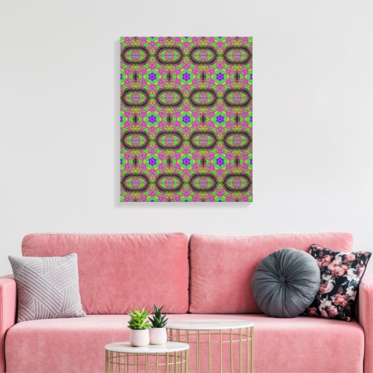 hippie groovy psychedelic met 6 punten sterren canvas afdruk (Insitu (Woonkamer))