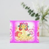 hippie groovy psychedelic roze palm briefkaart (Staand voorkant)