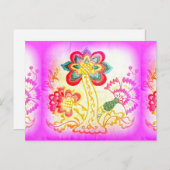 hippie groovy psychedelic roze palm briefkaart (Voorkant / Achterkant)