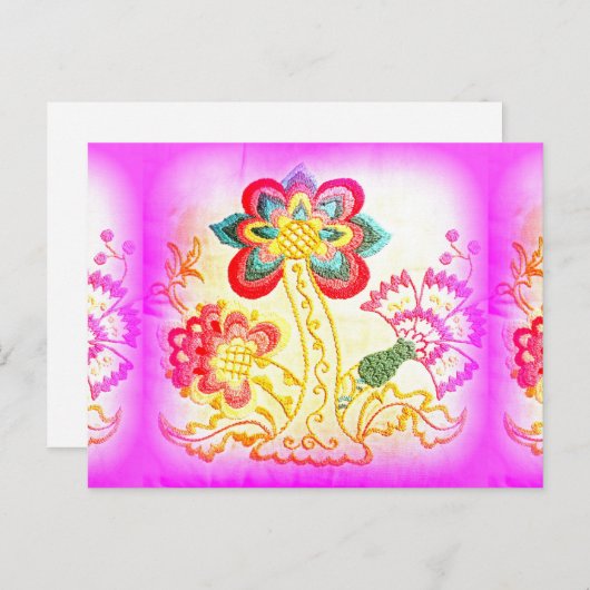 hippie groovy psychedelic roze palm briefkaart (Voorkant / Achterkant)