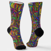 Hippie Groovy Psychedelisch ontwerp Thunder_Cove Sokken (Gebogen)