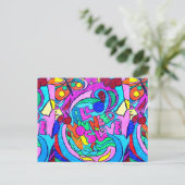 hippie groovy psychedelische liefde briefkaart (Staand voorkant)