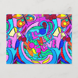 hippie groovy psychedelische liefde briefkaart