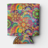 Hippie Groovy Techno Psychedelic Thunder_Cove Blikjeskoeler (Voorkant)