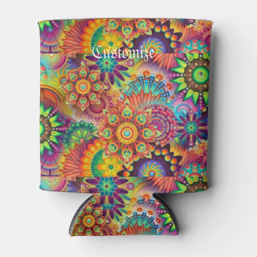 Hippie Groovy Techno Psychedelic Thunder_Cove Blikjeskoeler (Voorkant)