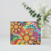 Hippie Groovy Techno Psychedelic Thunder_Cove Briefkaart (Staand voorkant)