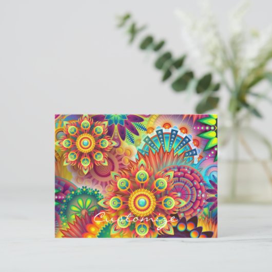 Hippie Groovy Techno Psychedelic Thunder_Cove Briefkaart (Staand voorkant)