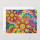 Hippie Groovy Techno Psychedelic Thunder_Cove Briefkaart (Voorkant / Achterkant)