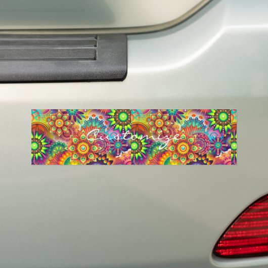 Hippie Groovy Techno Psychedelic Thunder_Cove Bumpersticker (Op auto)
