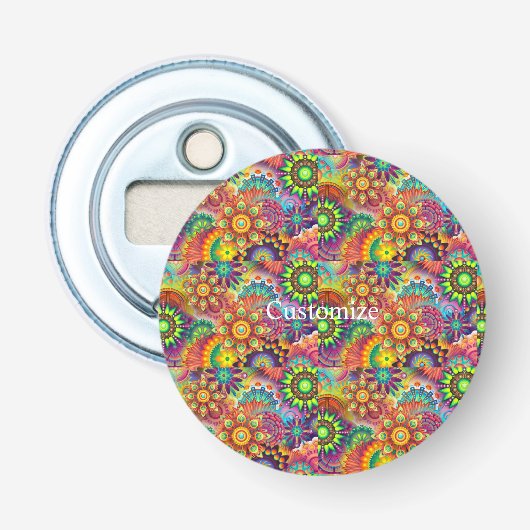 Hippie Groovy Techno Psychedelic Thunder_CovE Button Flesopener (Voorkant)
