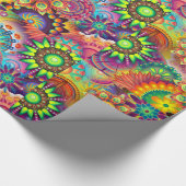 Hippie Groovy Techno Psychedelic Thunder_Cove Cadeaupapier (Hoek)