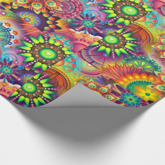 Hippie Groovy Techno Psychedelic Thunder_Cove Cadeaupapier (Hoek)