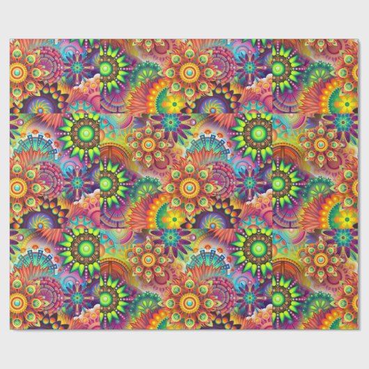 Hippie Groovy Techno Psychedelic Thunder_Cove Cadeaupapier (Vlak)