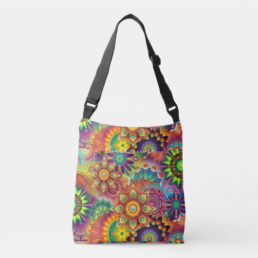 Hippie Groovy Techno Psychedelic Thunder_Cove Crossbody Tas (Voorkant)