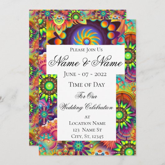 Hippie Groovy Techno Psychedelic Thunder_Cove Kaart (Voorkant / Achterkant)