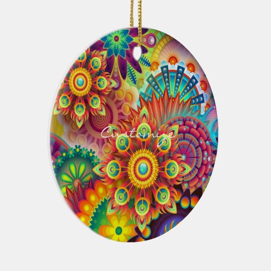 Hippie Groovy Techno Psychedelic Thunder_Cove Keramisch Ornament (Rechts)