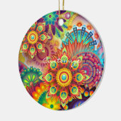 Hippie Groovy Techno Psychedelic Thunder_Cove Keramisch Ornament (Links)