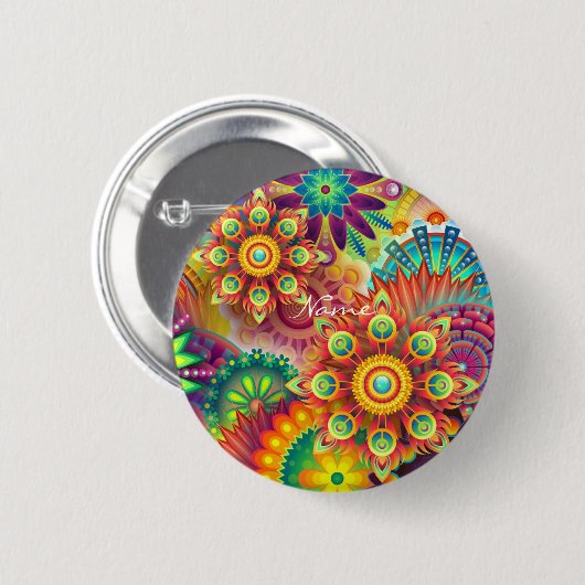 Hippie Groovy Techno Psychedelic Thunder_Cove Ronde Button 5,7 Cm (Voorkant /achterkant)