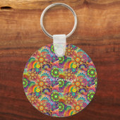 Hippie Groovy Techno Psychedelic Thunder_Cove Sleutelhanger (Voorkant)