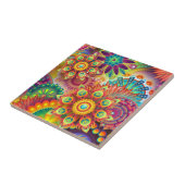 Hippie Groovy Techno Psychedelic Thunder_Cove Tegeltje (Zijkant)