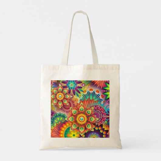 Hippie Groovy Techno Psychedelic Thunder_Cove Tote Bag (Achterkant)