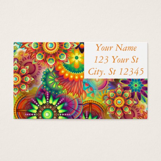 Hippie Groovy Techno Psychedelic Thunder_Cove Visitekaartje (Voorkant)