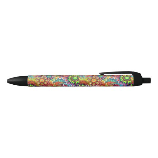 Hippie Groovy Techno Psychedelic Thunder_Cove Zwarte Inkt Pen (Bovenkant)