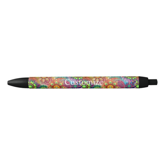 Hippie Groovy Techno Psychedelische Thunder_Cove Zwarte Inkt Pen (Voorkant)