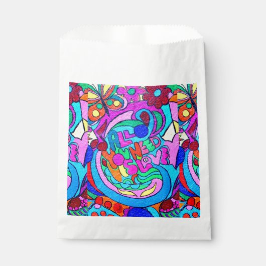 hippie groovy vrede en liefde bedankzakje (Voorkant)