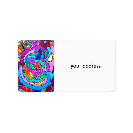 hippie groovy vrede en liefde etiket (Voorkant)