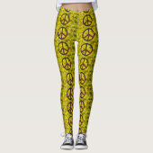hippie groovy vredessymbolen geel leggings (Voorkant)