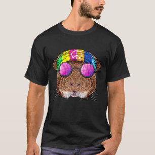 Hippie Guinee Pig Love Peace Sign 70s Hippie Anima T-shirt