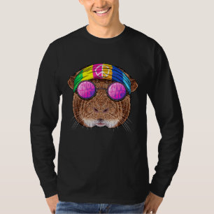 Hippie Guinee Pig Love Peace Sign 70s Hippie Anima T-shirt