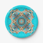 Hippie Gypsy Etnische turquoise aqua blauw bohemia Papieren Bordje (Voorkant)