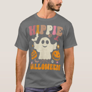 Hippie Halloween Costume 70s Vibes Groovy Ghost Ha T-shirt