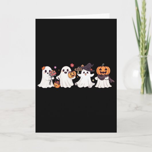 Hippie Halloween Cute Ghost Boo Spooky Season Pump Kaart (Voorkant)