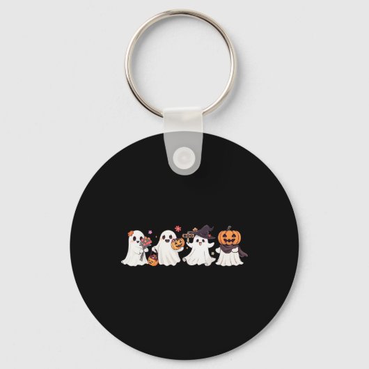Hippie Halloween Cute Ghost Boo Spooky Season Pump Sleutelhanger (Voorkant)